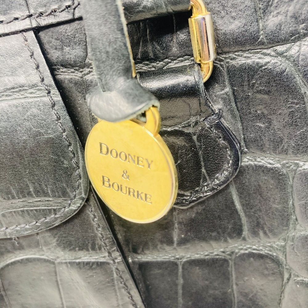 Vintage Dooney & Bourke Made In Italy Croc Leather Black Shoulder Bag Rare EUC - Picture 3 of 11